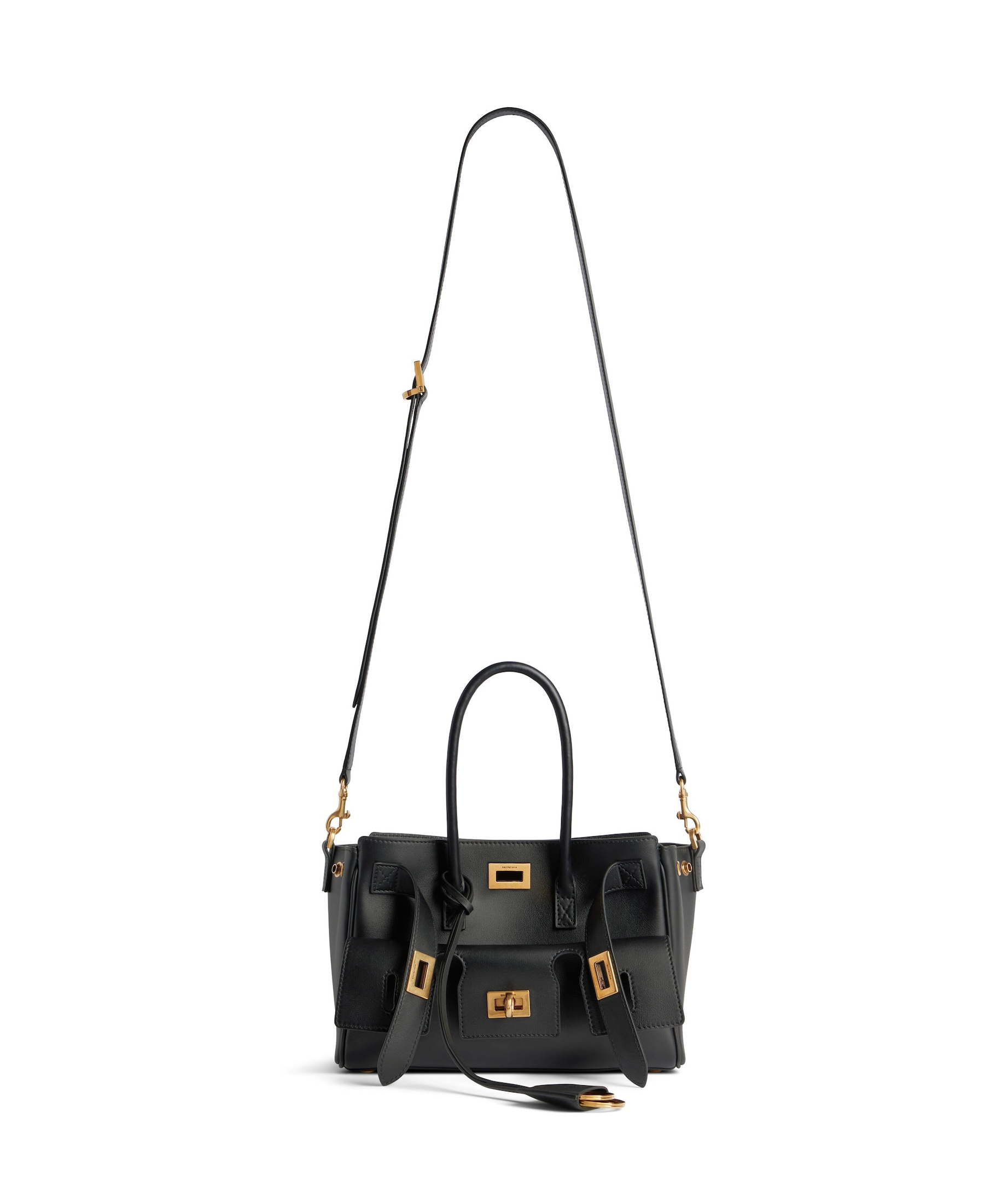 Balenciaga Women Black Leather Medium Carry All Bel Air Shopping Bag In Black
