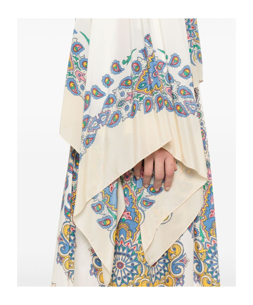 Etro Paisley-print Silk Asymmetric Poncho In Multicolor