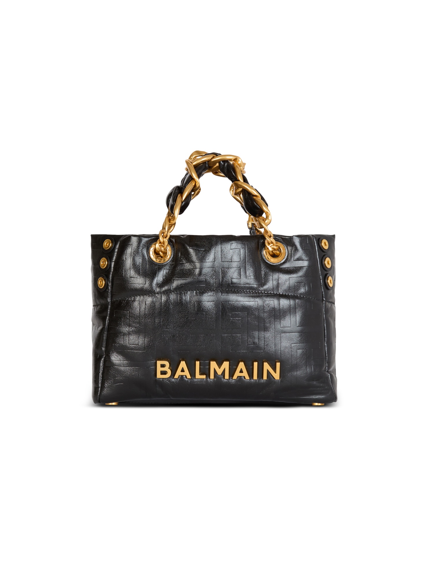 Balmain Crackled Small 1945 Soft Tote Bag In Black