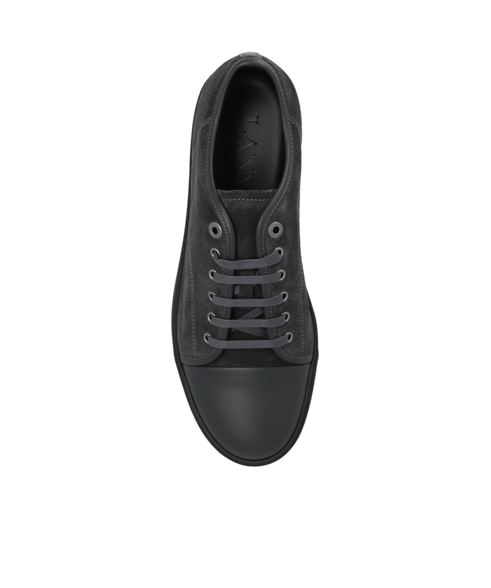 Lanvin Dbb1 Matte Cap Toe Low Top Sneaker In Burgundy Suede In Black