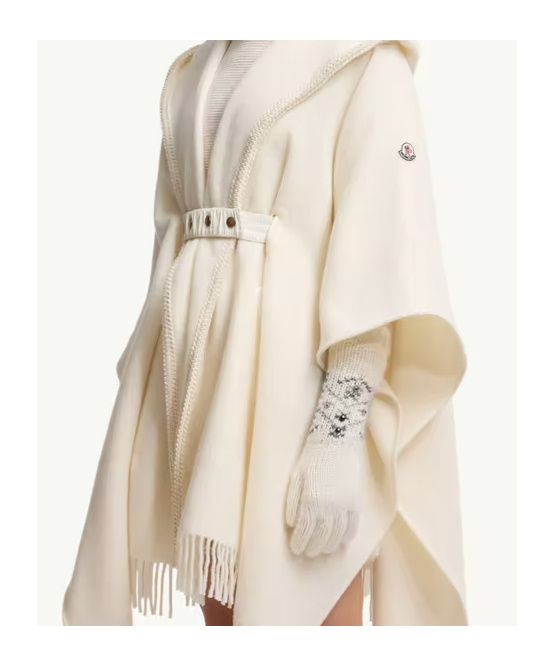 Moncler Crystal-embroidered Alpaca Wool Blend Gloves In White