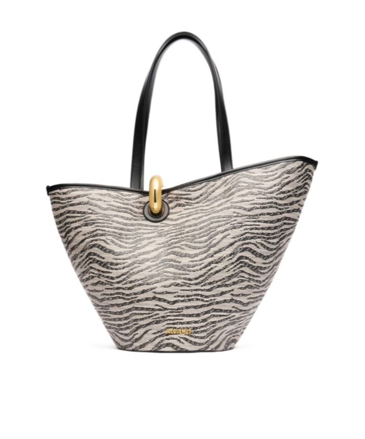 Jacquemus Le Bambola Leather-trimmed Tote Bag In Nude
