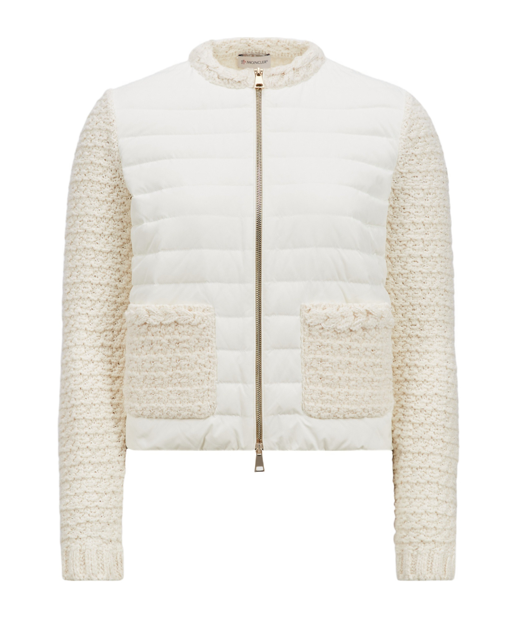Moncler Cardigan Zippé Matelassé En Coton In White