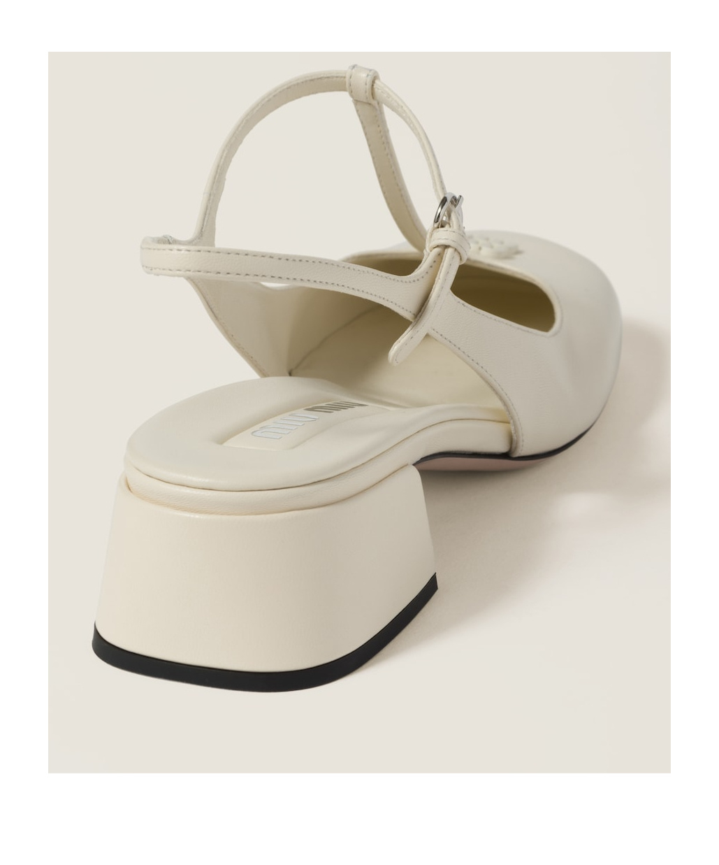 Miu Miu Round-headed High-heeled Sandals In White