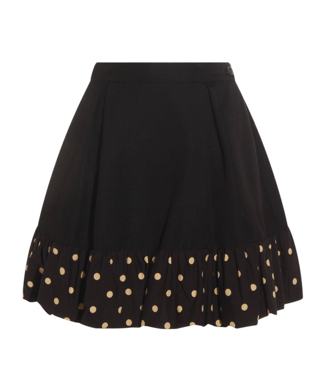 Moschino Polka Dots Wool Blend Diagonal Miniskirt In Black
