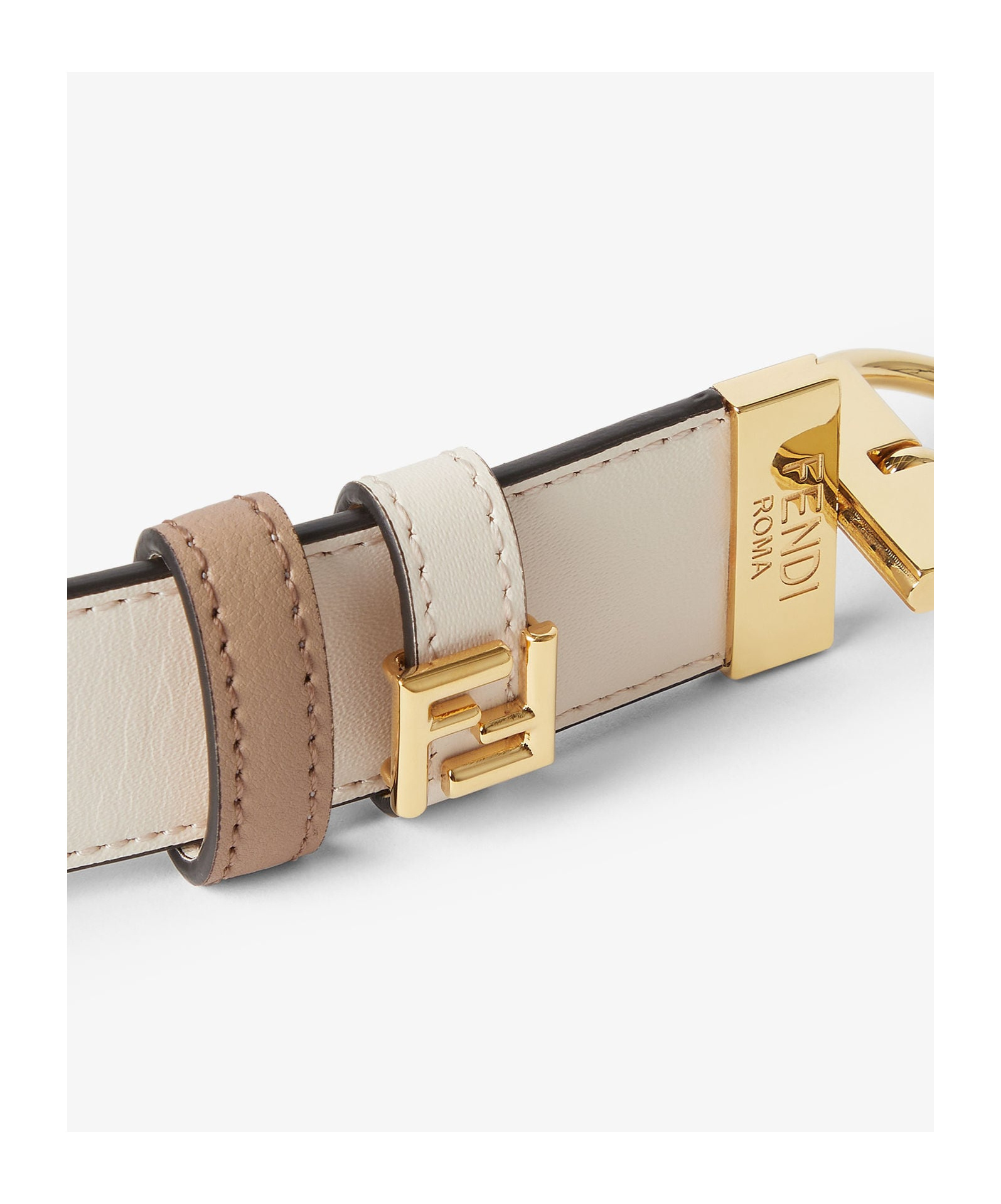 Fendi White And Cappuccino Leather Reversible Belt In Multi