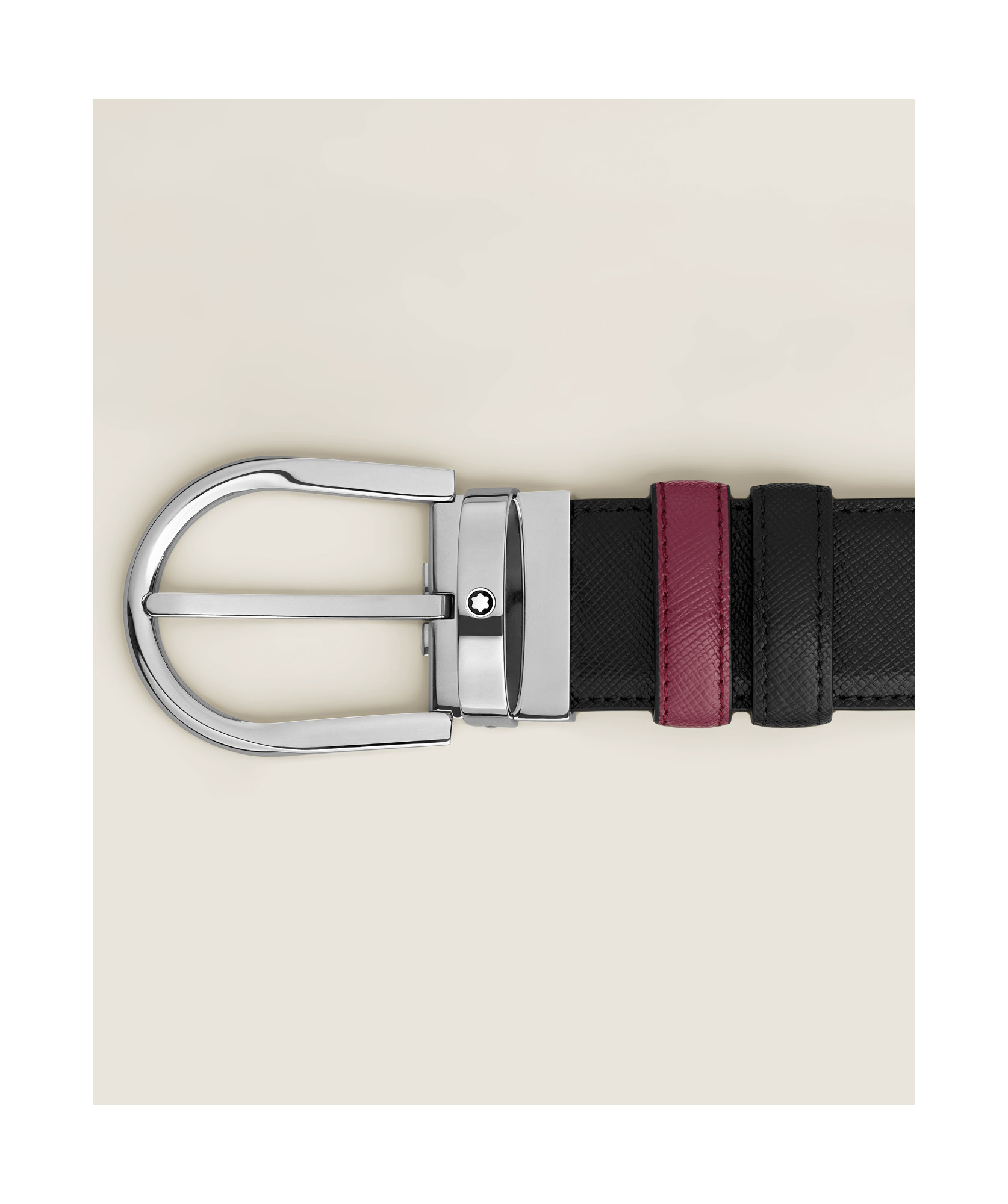 Montblanc Horseshoe Buckle Black/cassis 35mm Reversible Leather Belt