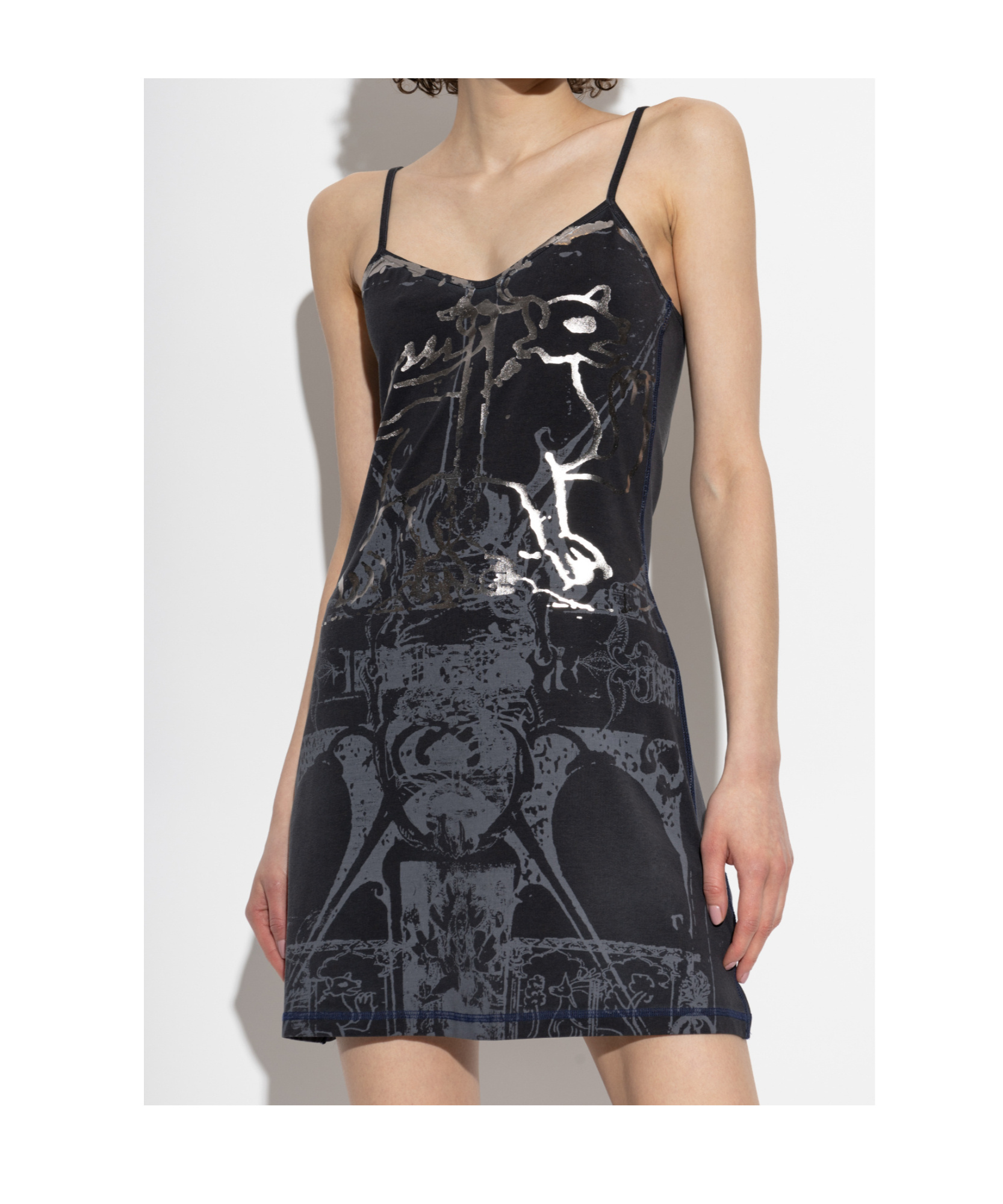 Diesel D-longy Metallic-print Slip Dress