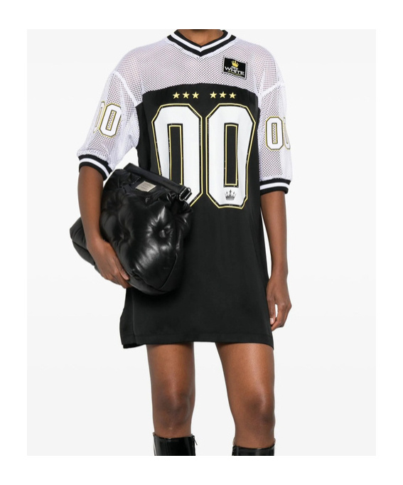 Off-white Mesh-panel Number-print Dress In Black