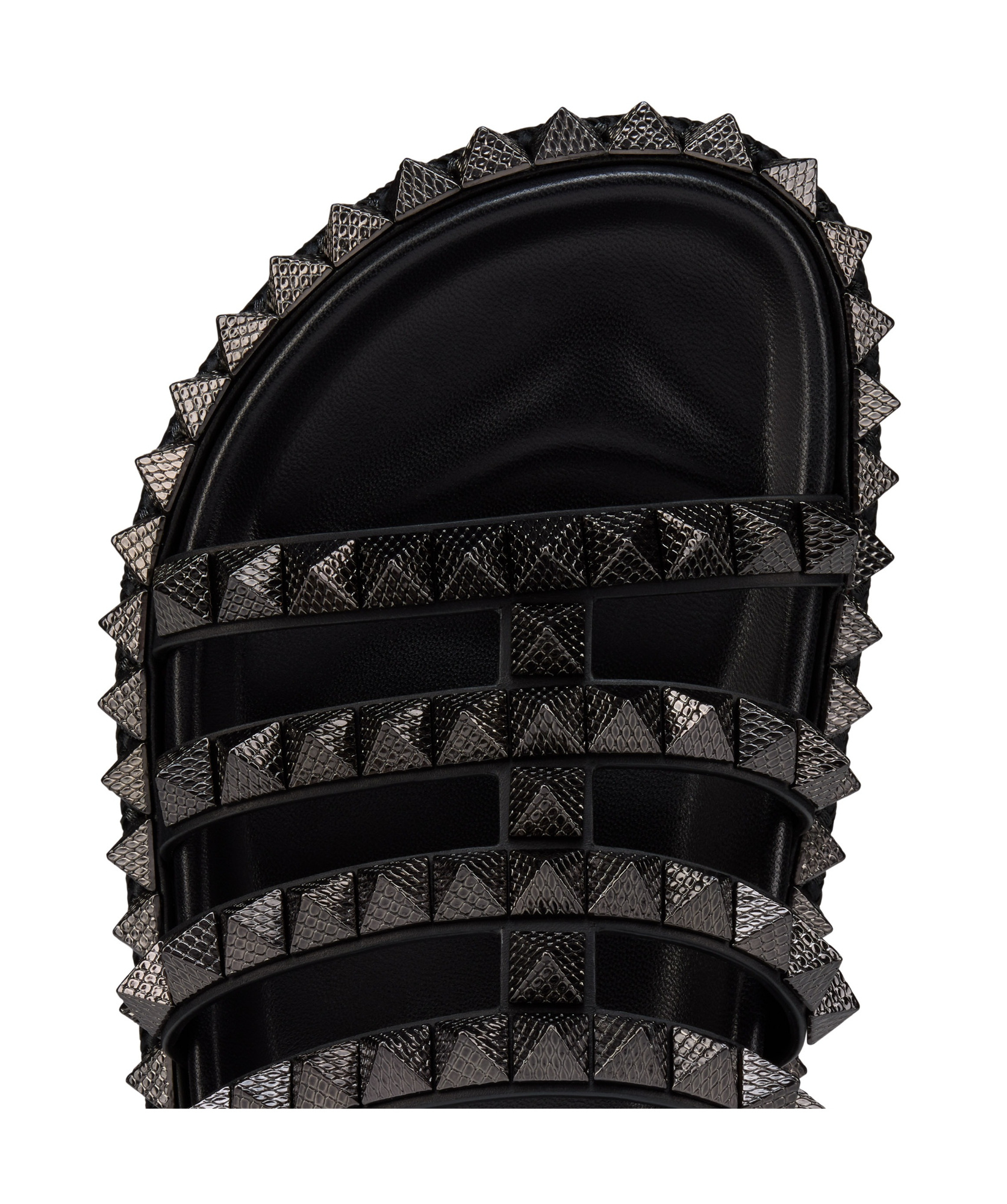 Christian Louboutin Womens Black Pyra Hallulila Waxed Leather Flat Sandals Eur 39.5 / 6.5 Uk