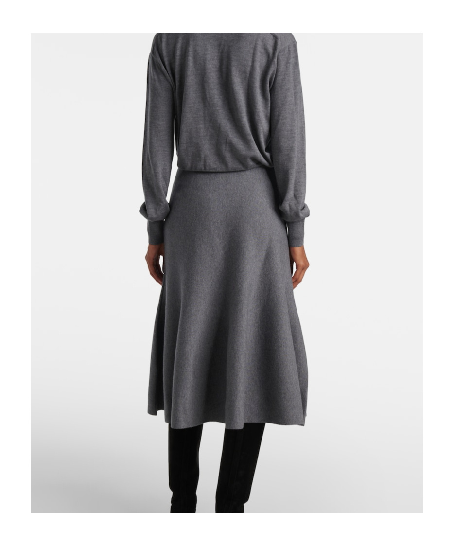 Khaite Odil Knitted Wool-blend Midi Skirt In Gray