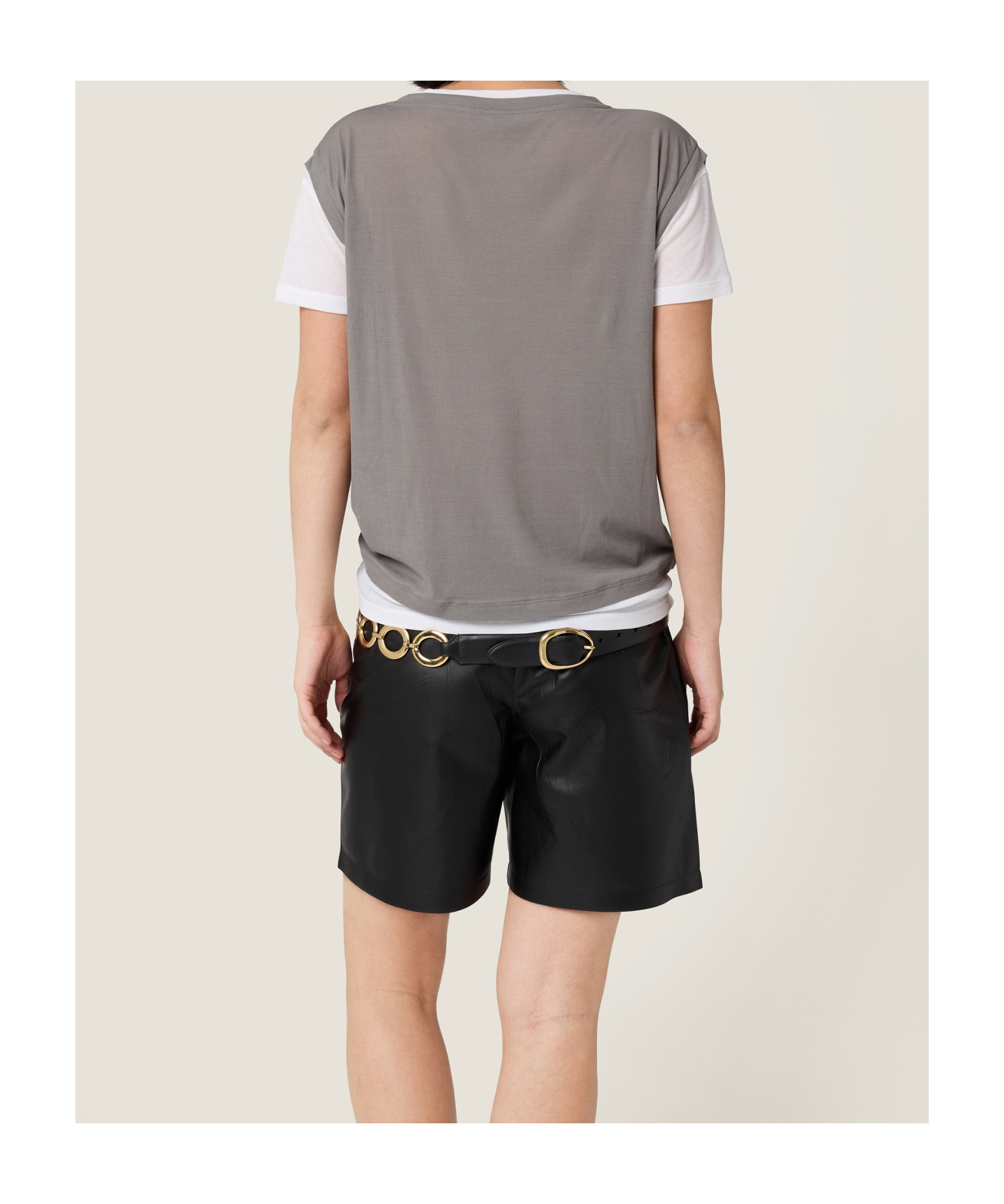Miu Miu Ribbed Knit Jersey T-shirt In Gray