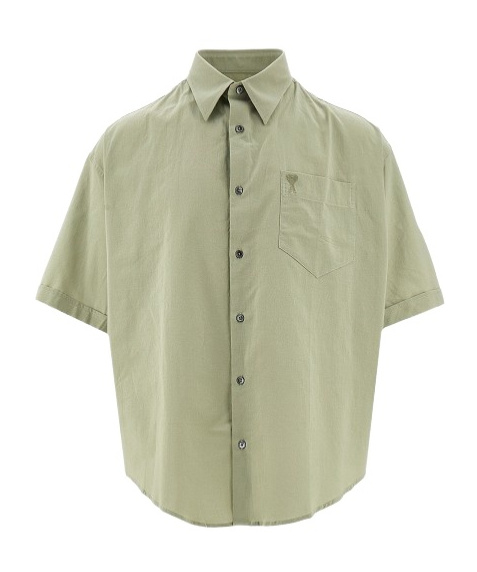 Ami Alexandre Mattiussi Ami Paris Ami De Coeur Logo Embroidered Short-sleeved Shirt In Nude