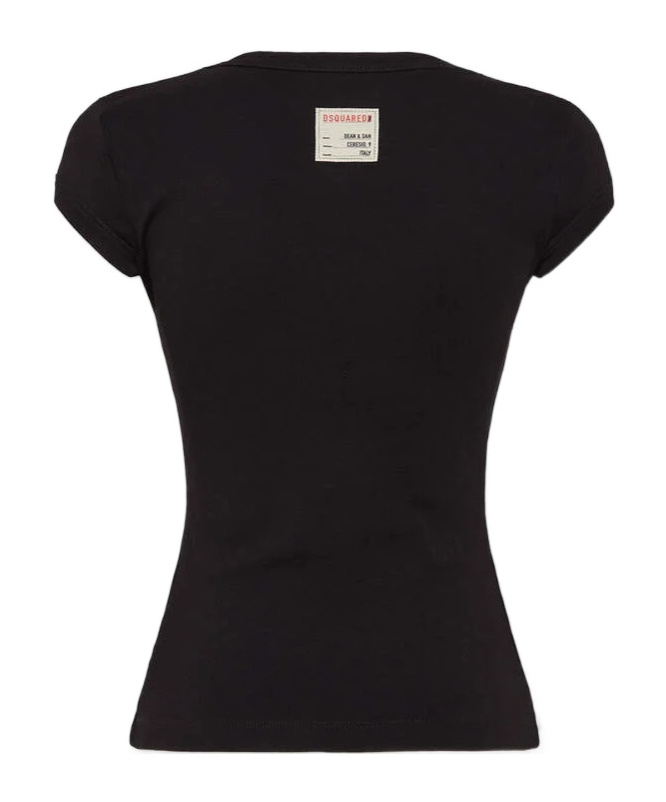 Dsquared2 Cotton Rib T-shirt In Black