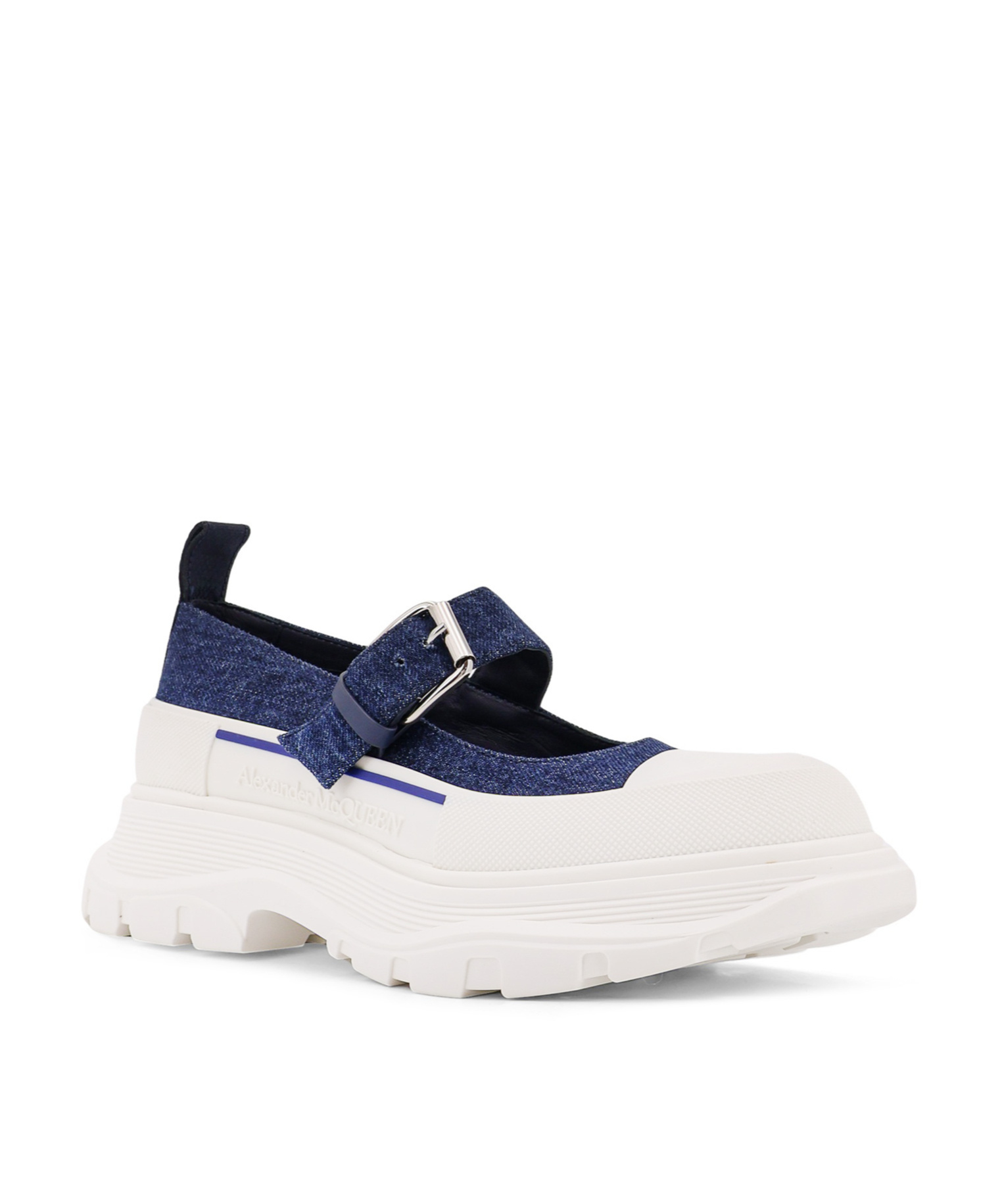 Alexander Mcqueen Denim Mary Jane Shoes In White