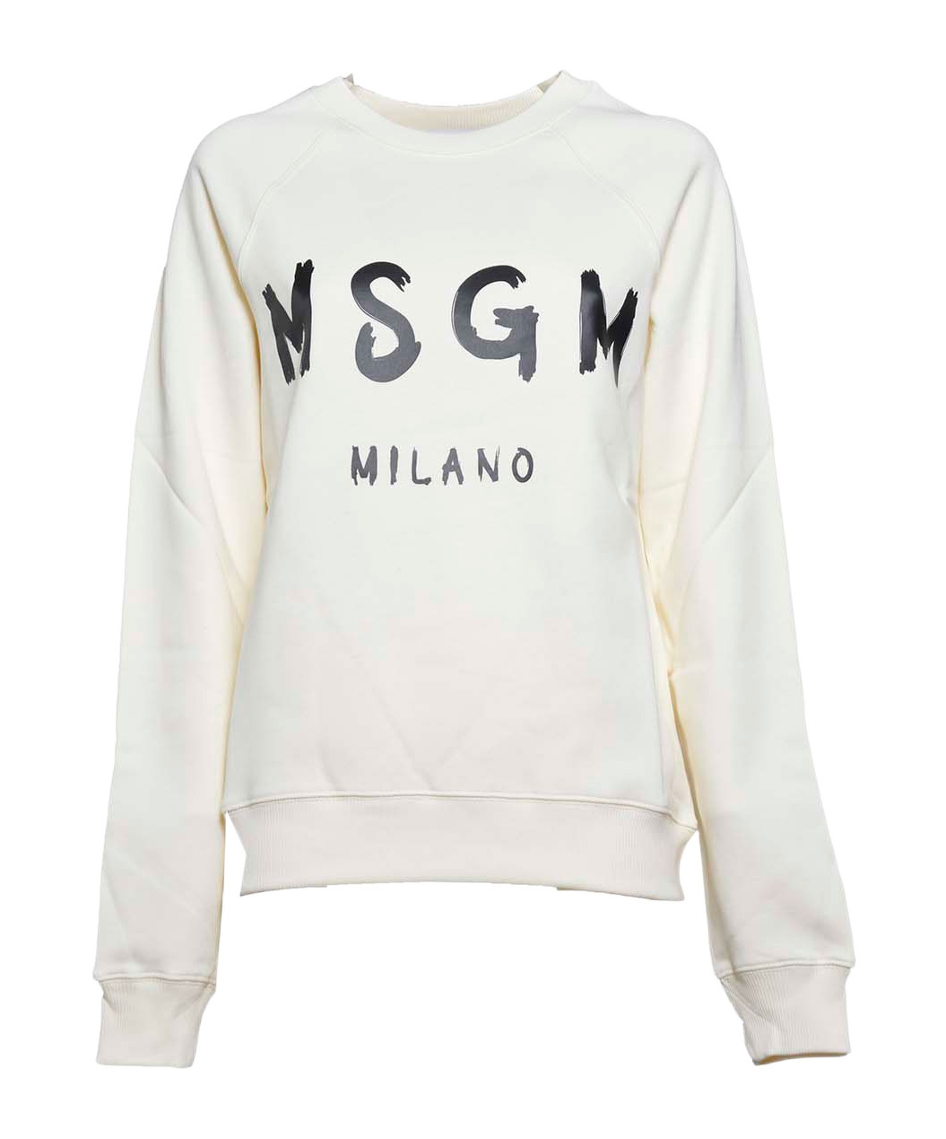 Msgm Ivory Cotton Crewneck Sweatshirt In White