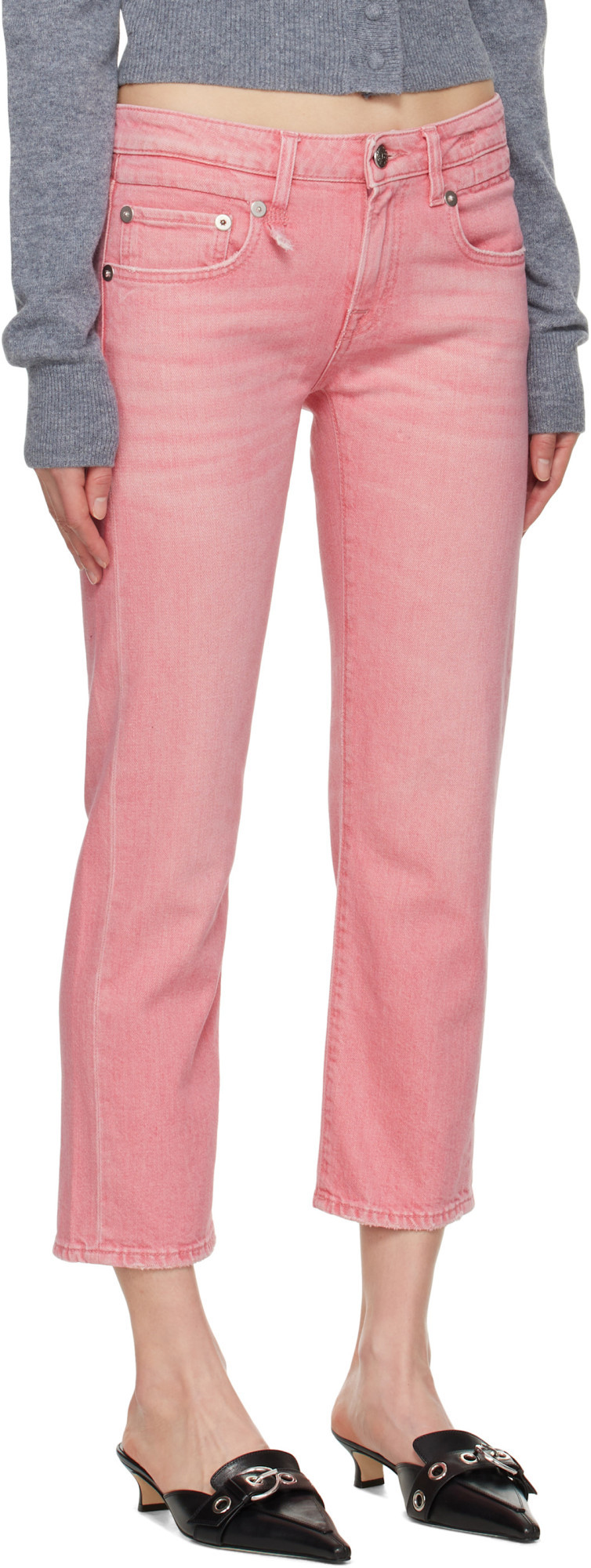 R13 Pink Boy Straight Jeans In Pink