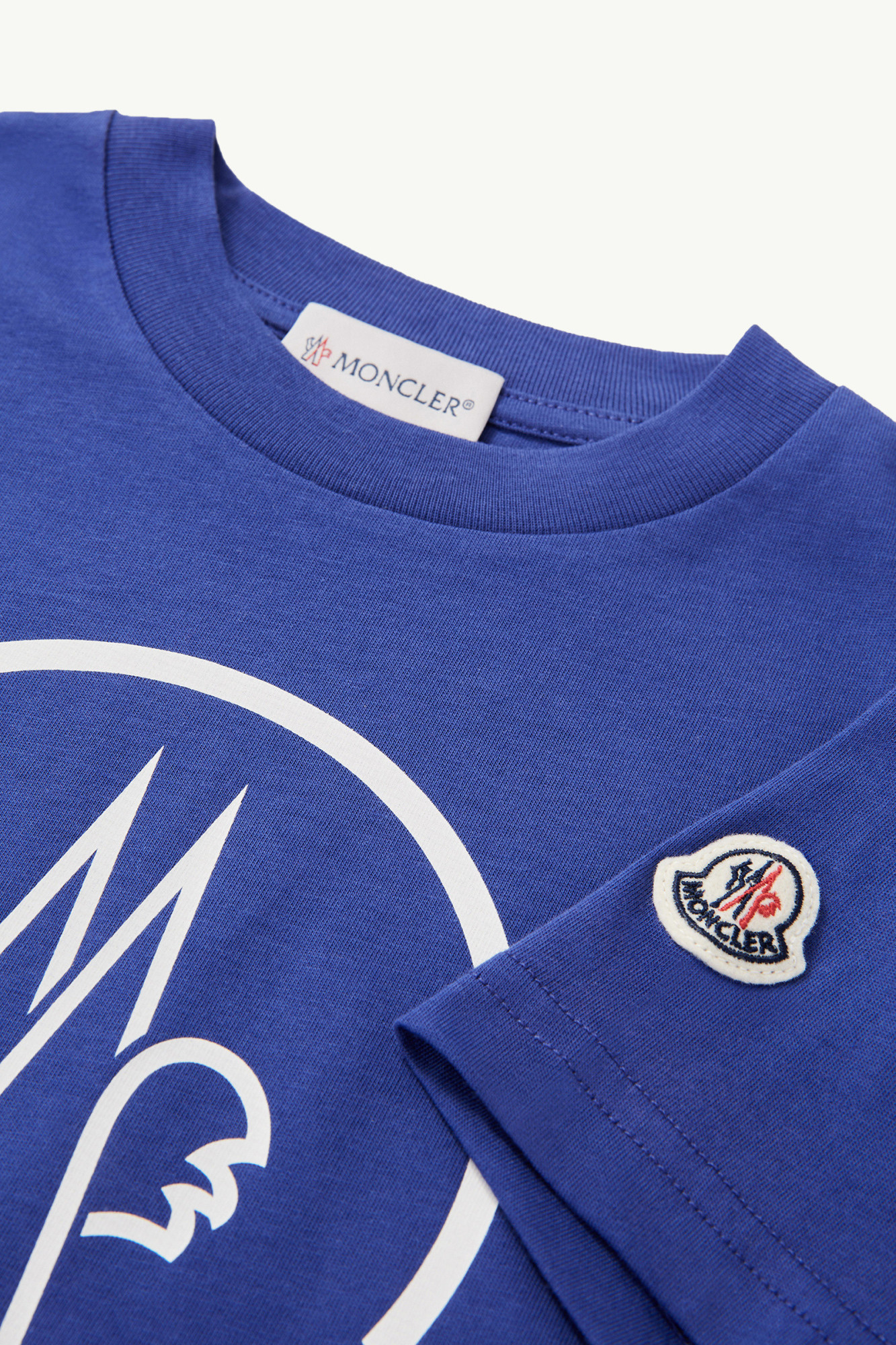 Moncler Printed Logo Cotton T-shirt In Blue