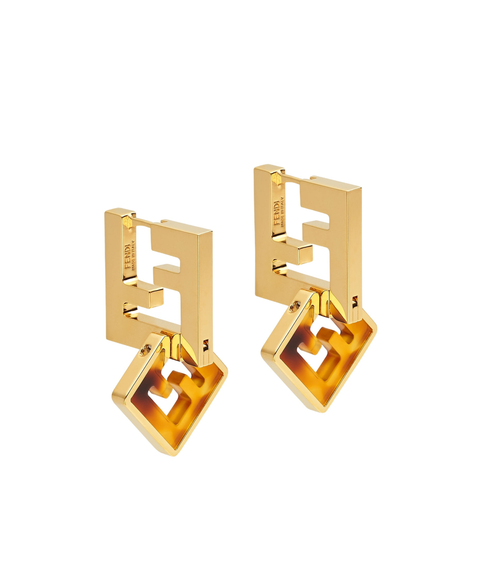Fendi Enduring Geometric Design Earrings In Yellow