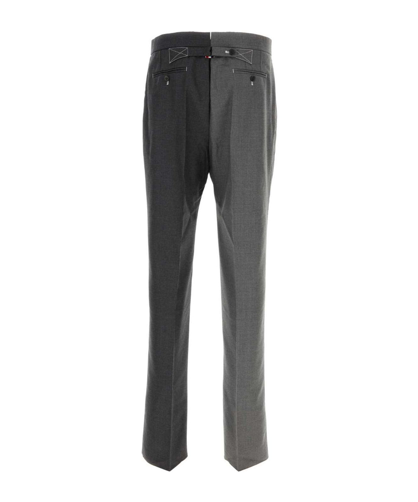 Thom Browne Wool Pant With Two-tone Design And Belt Loops In Black