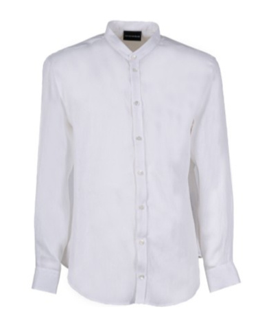 Emporio Armani Man Shirt Light Grey Size 17 Cotton In White