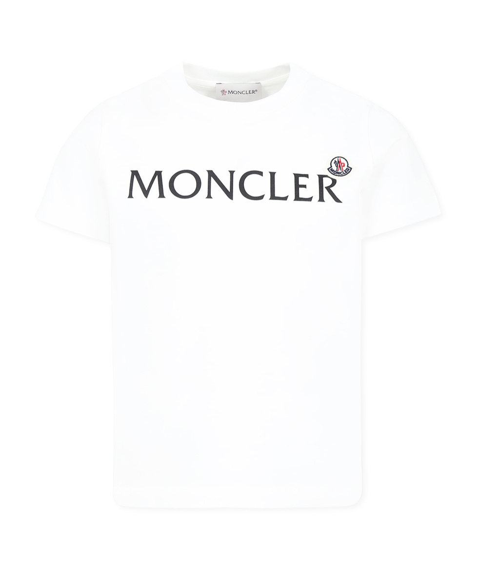 Moncler Enfant Logo Patch Crewneck T-shirt In White