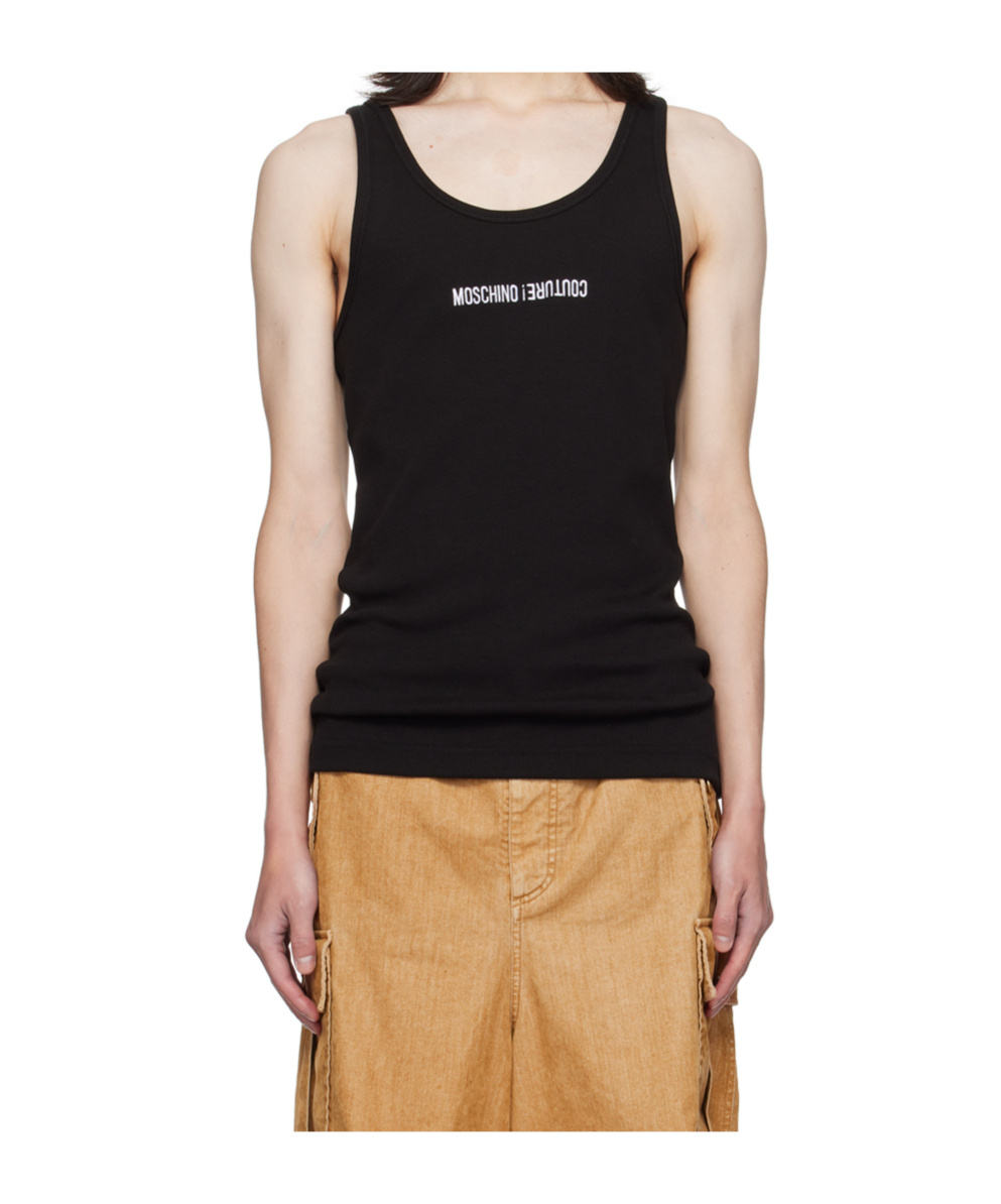 Moschino Logo Pattern Embroidered Vest In Black