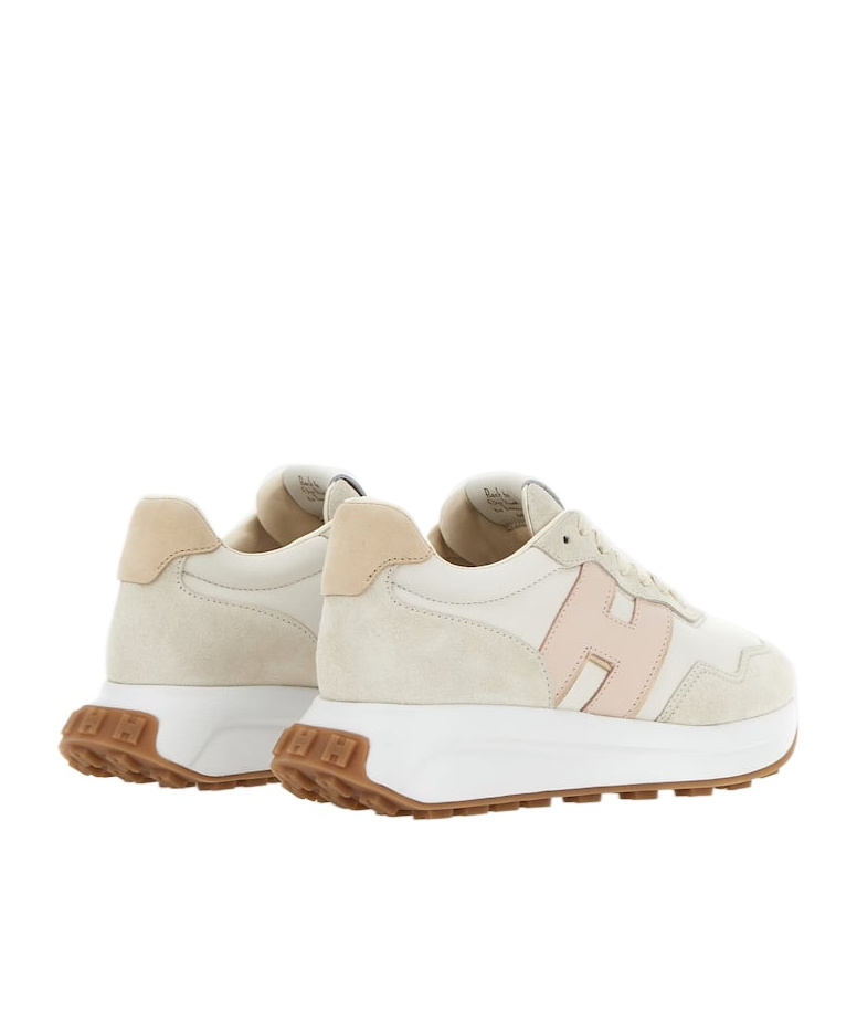 Hogan H669 Suede And Leather Sneakers In White