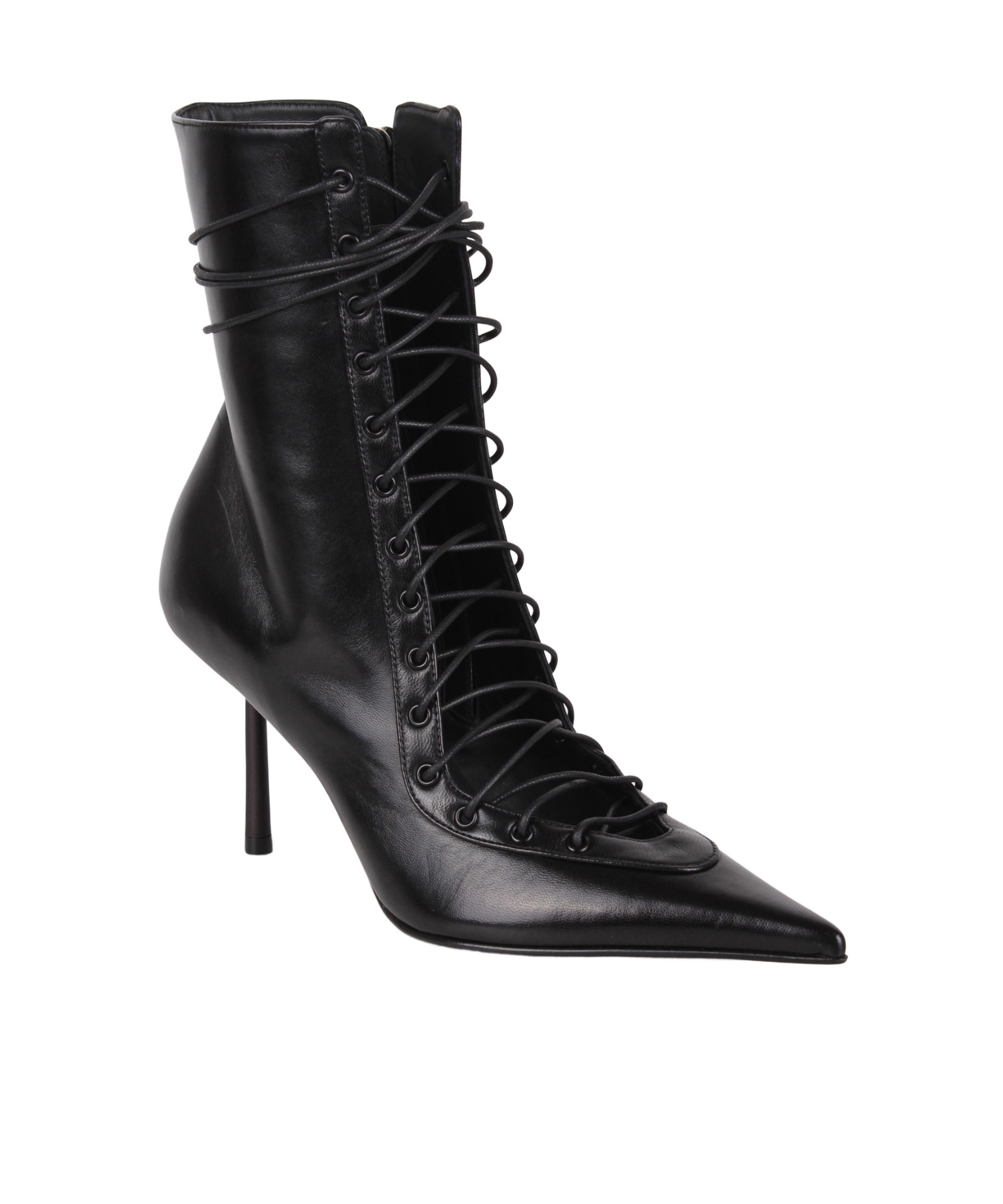Le Silla Colette Lace-up Leather Ankle Boot In Black