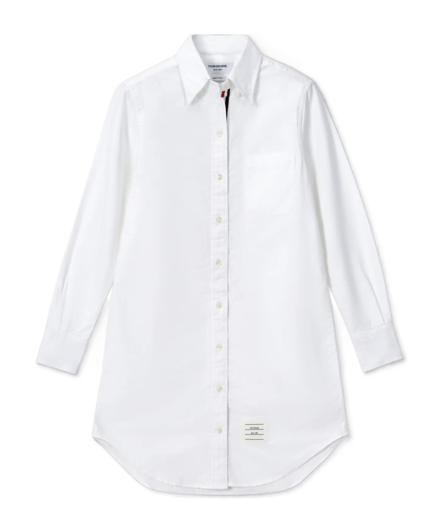 Thom Browne Long-sleeved Mini Shirt Dress In White