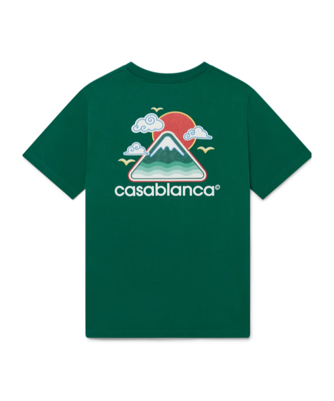 Casablanca Mens Montagne Ondulee Brand-print Cotton-jersey T-shirt In Green