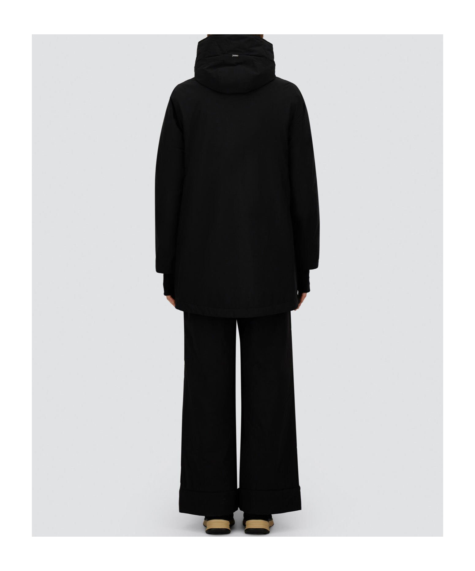 Herno Hooded A-shape Jacket In 2-layer Windstopper In Black