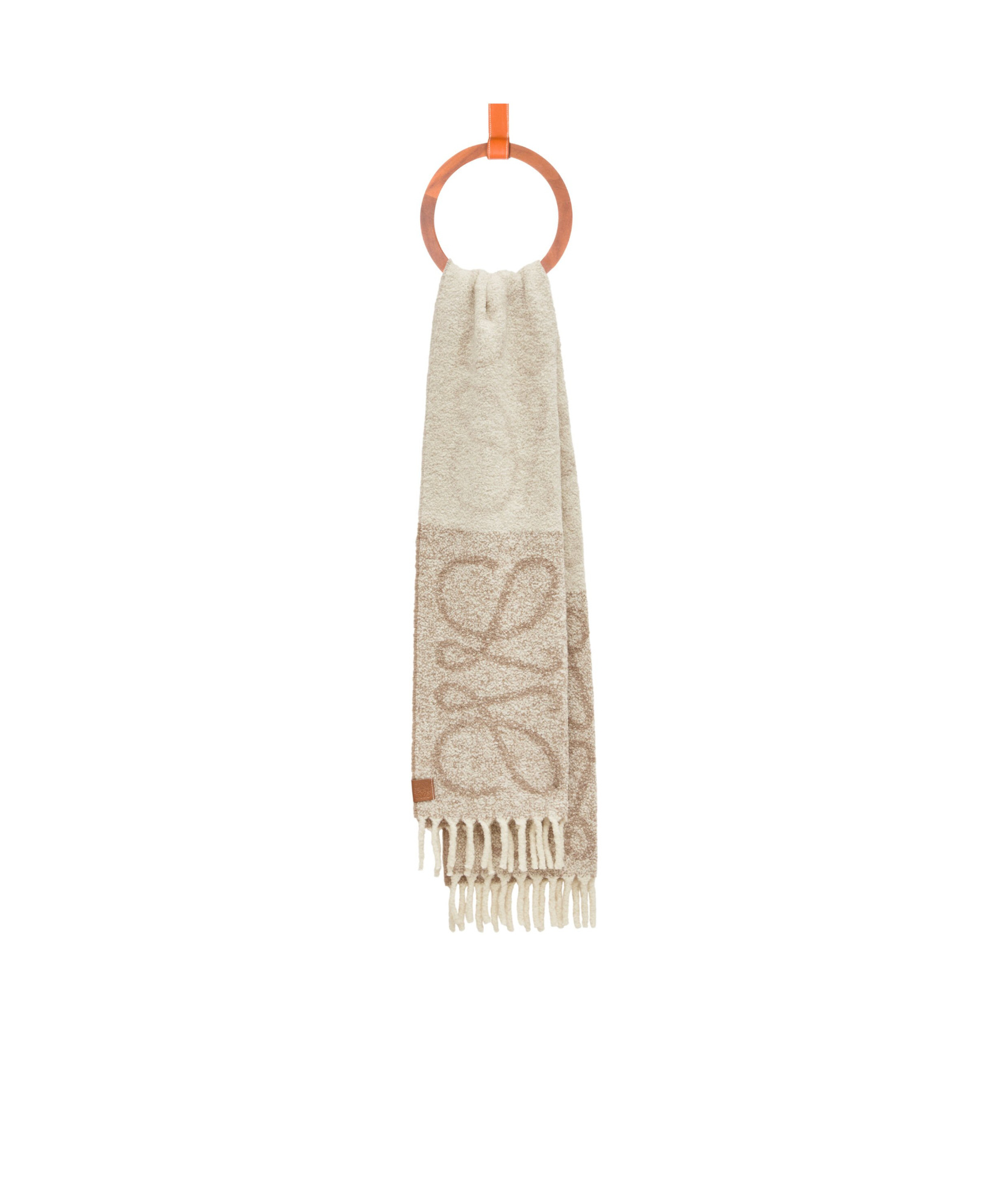 Loewe Anagram Fringed Scarf In Nude