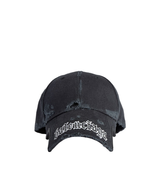 Balenciaga Black Drill Blackletter Script Cap In Black