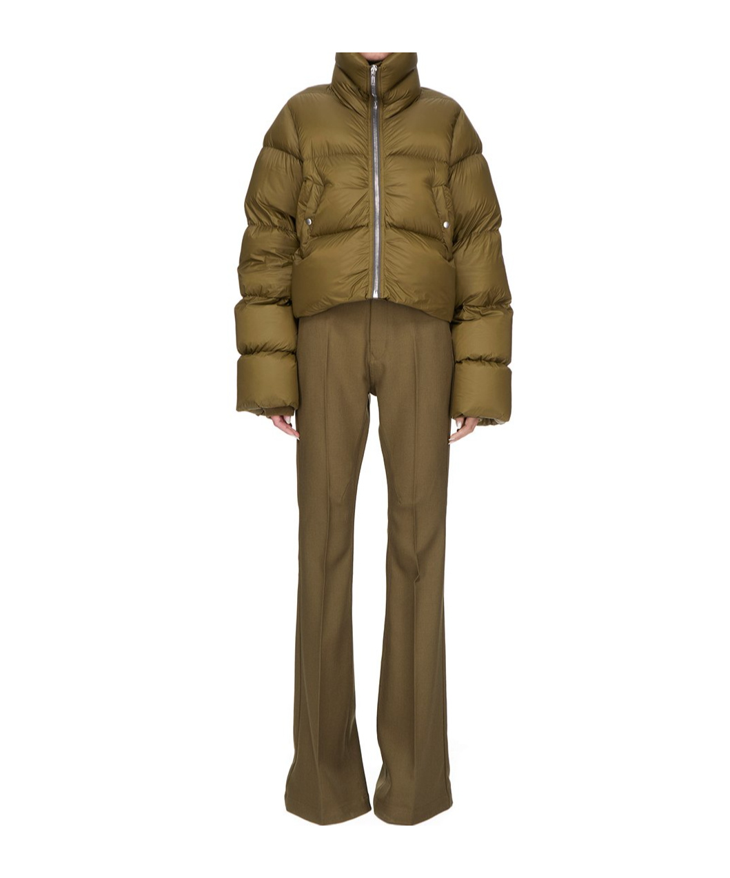 Rick Owens Brown Porterville Turtle Down Jacket In Green