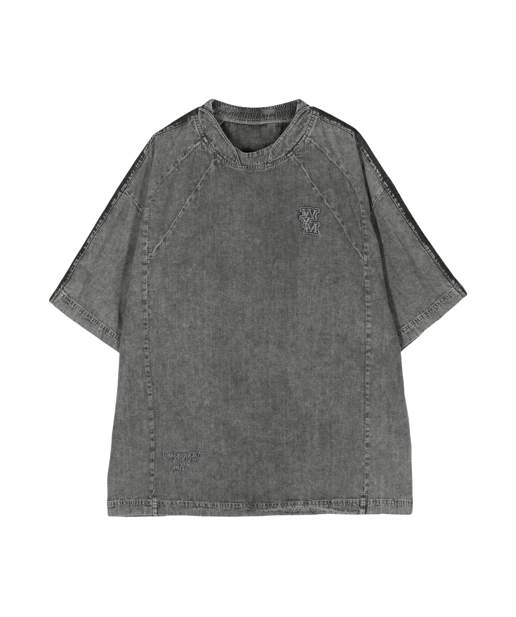 Wooyoungmi Logo-appliqué Denim T-shirt In Gray