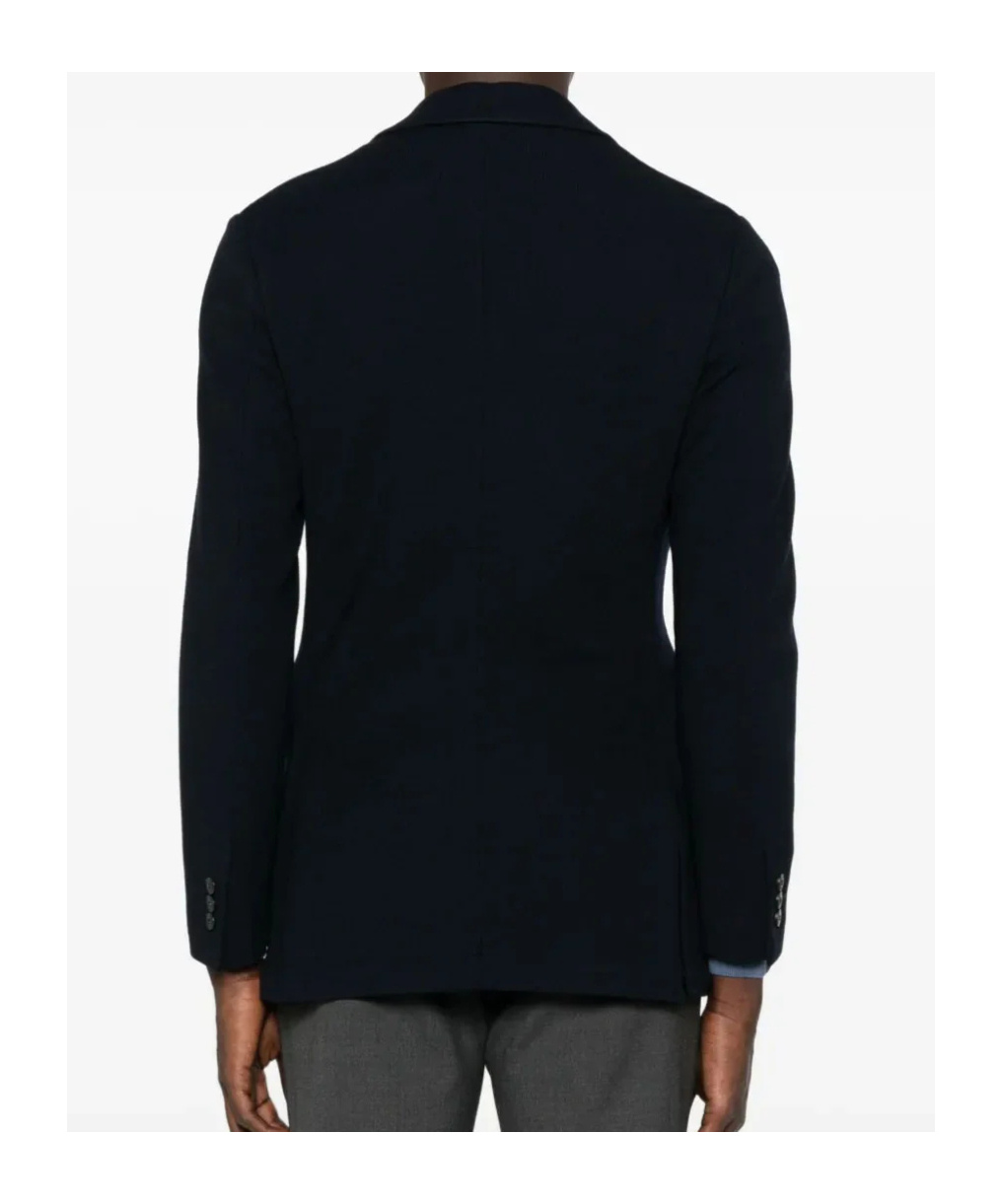 Canali Patch-pocket Knitted Blazer In Black