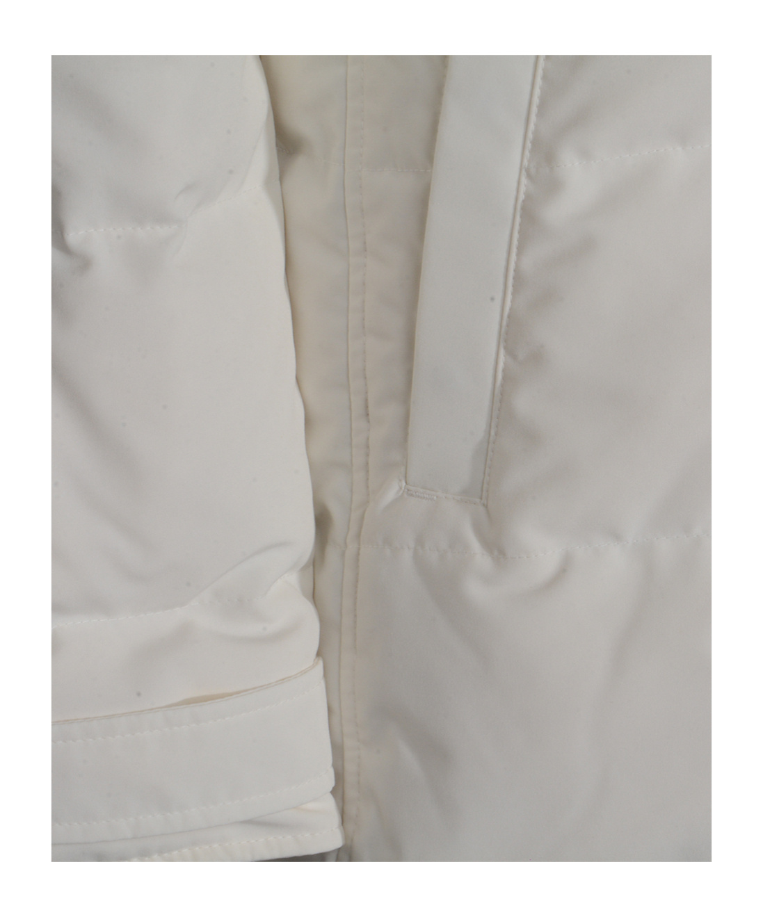Canada Goose Hooded Long Quilted Jacket With Adjustable Cuffs In White