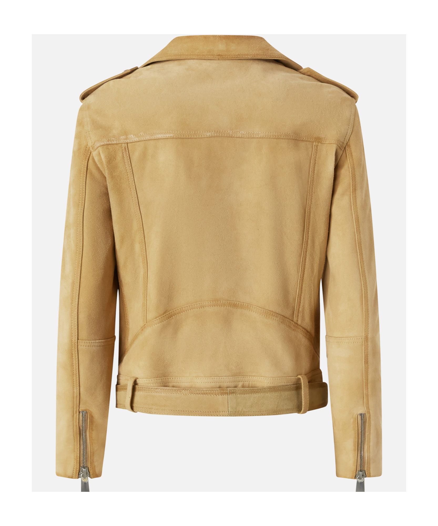 Pinko Suede Biker Jacket In Nude