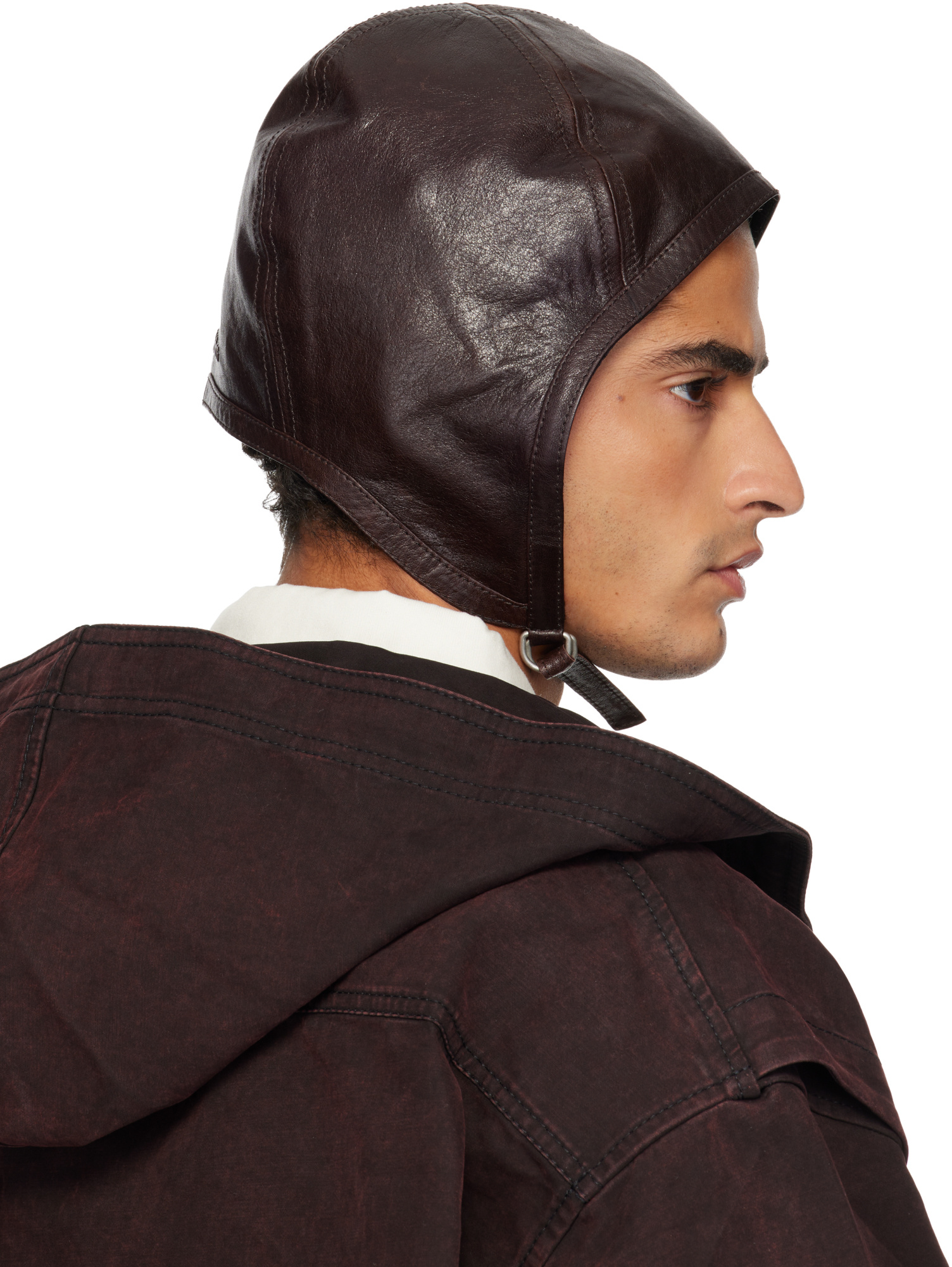 Acne Studios Brown Lambskin Hat In Multi