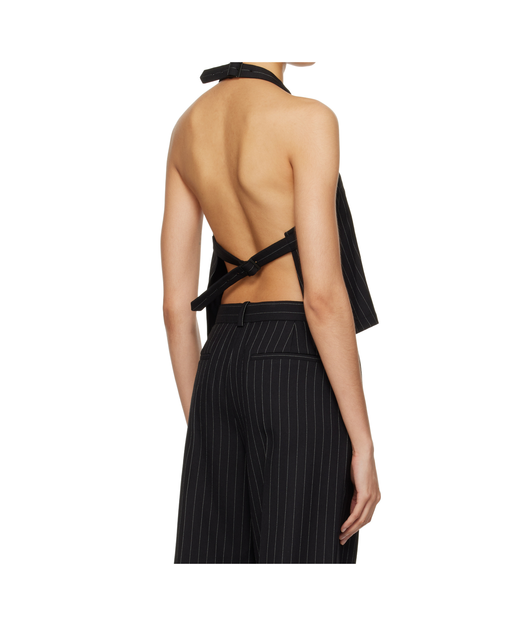 Shop Wardrobe.nyc Halter Top - Black Pinstripe
