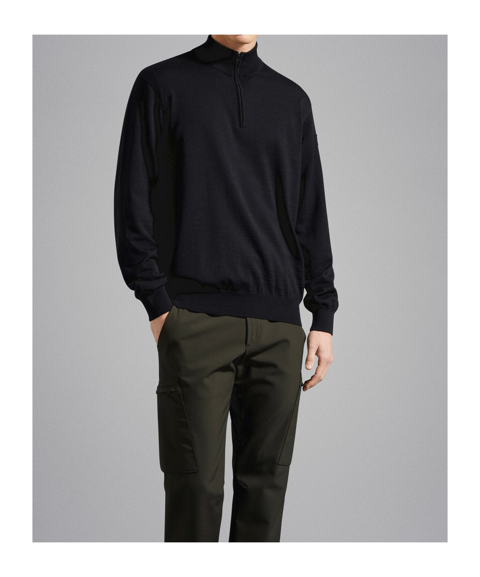 Paul & Shark Fine-knit Half-zip Jumper In Black