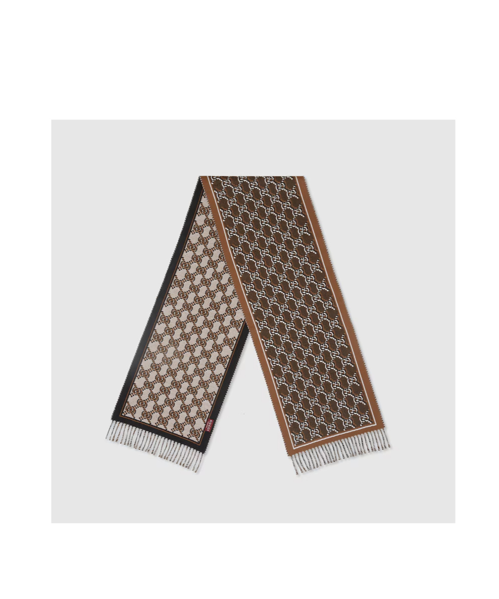 Gucci Gg Shadow Wool Jacquard Scarf In Multicolor