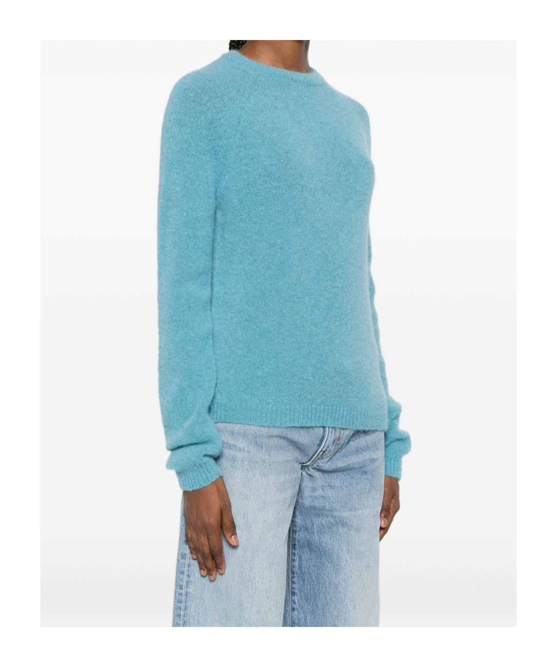 Baserange Ribbed Crew Neck Sweater In Blue