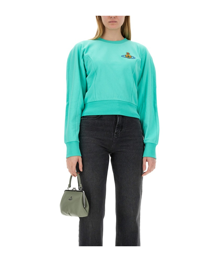 Vivienne Westwood Orb-embroidered Cotton Sweatshirt In Green