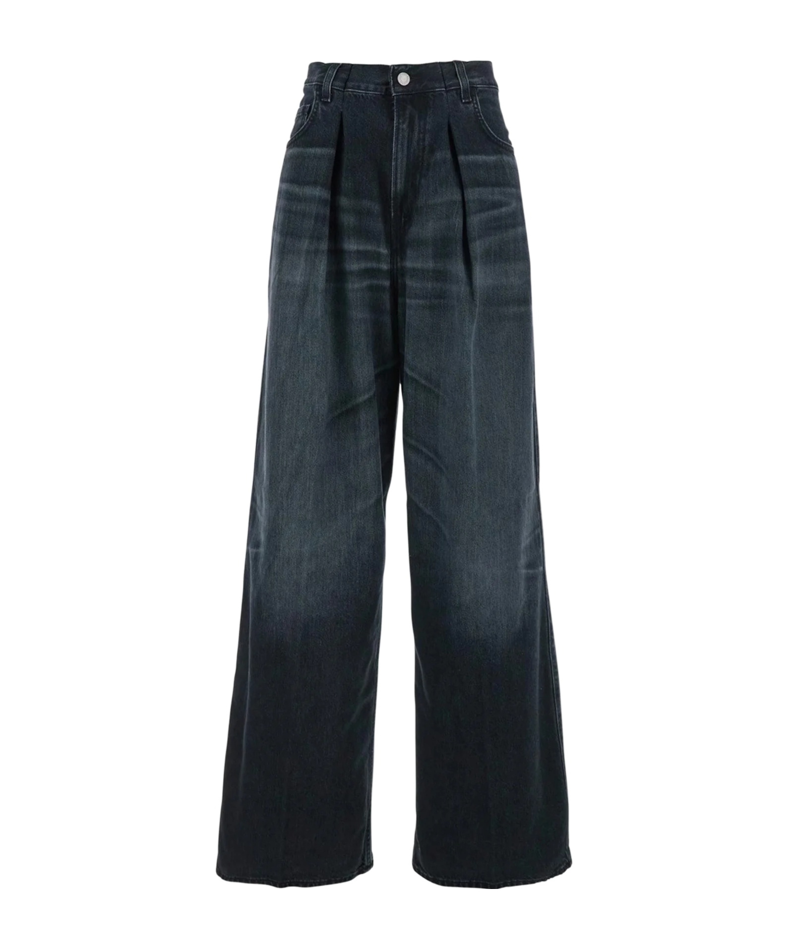 Haikure Black Jeans With Belt Loops And Logo Patch On The Rear In Blue