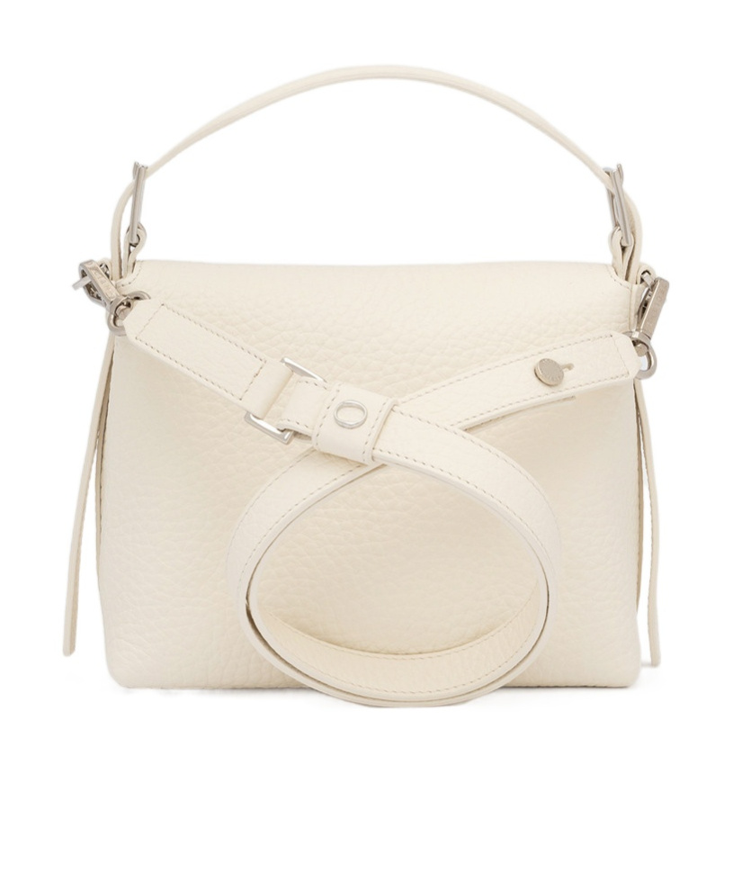 Orciani Nana Soft Small Leather Handbag With Strap In White