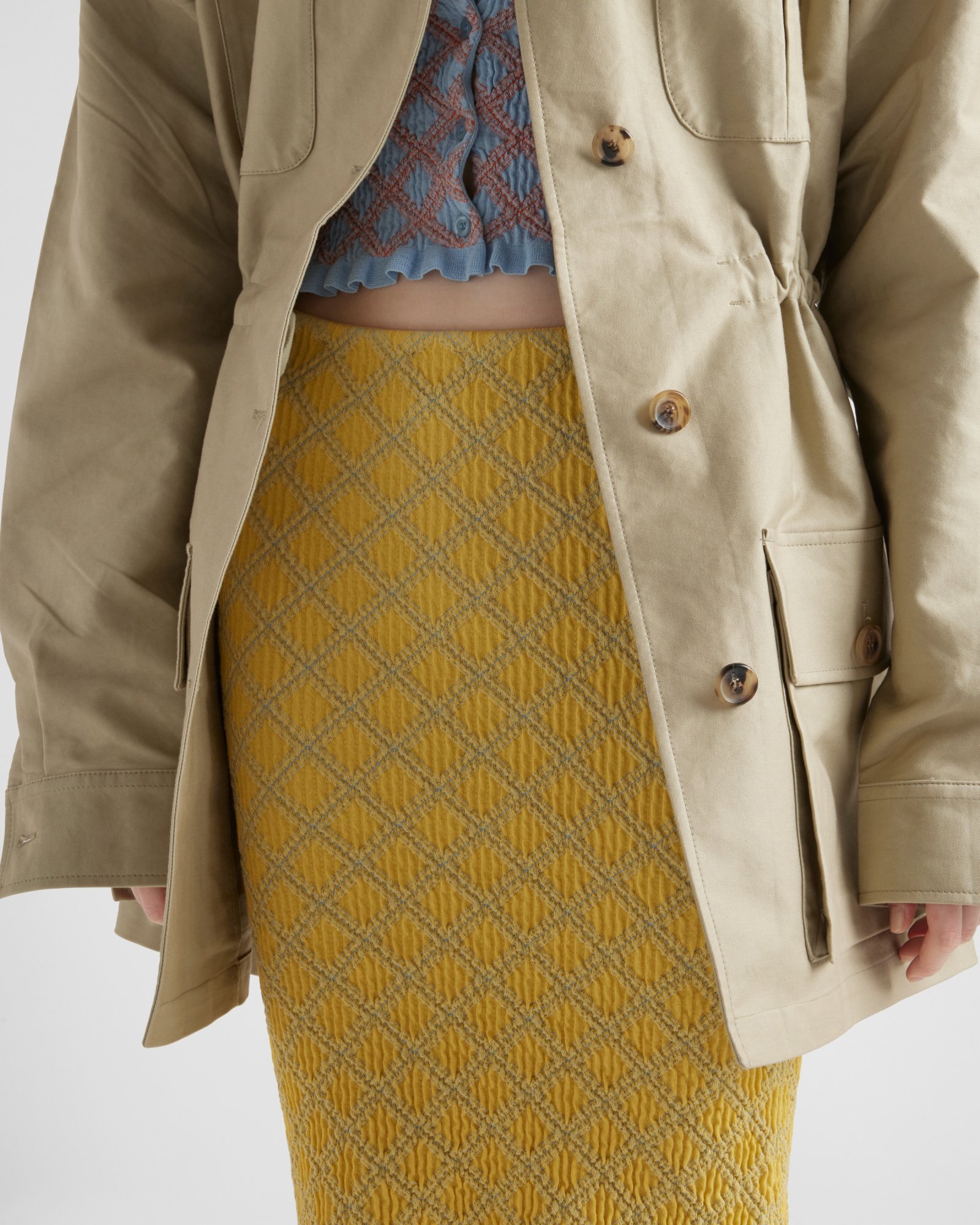 Prada Jacquard Knitted Skirt In Yellow