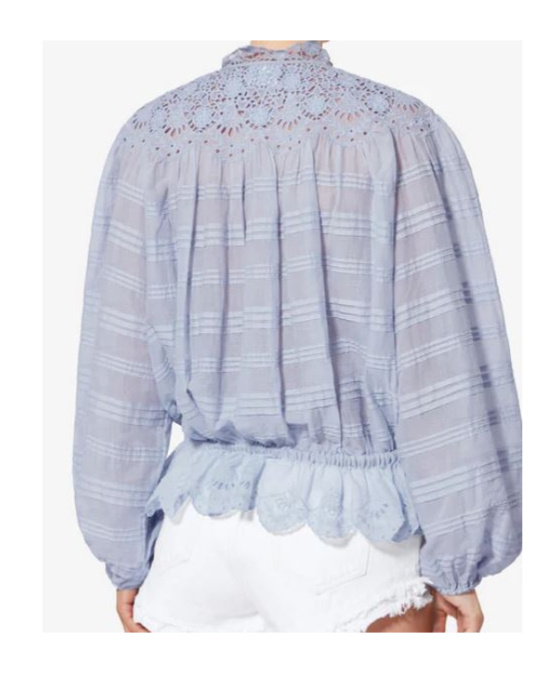 Isabel Marant Polly Embroidery Blouse In Blue