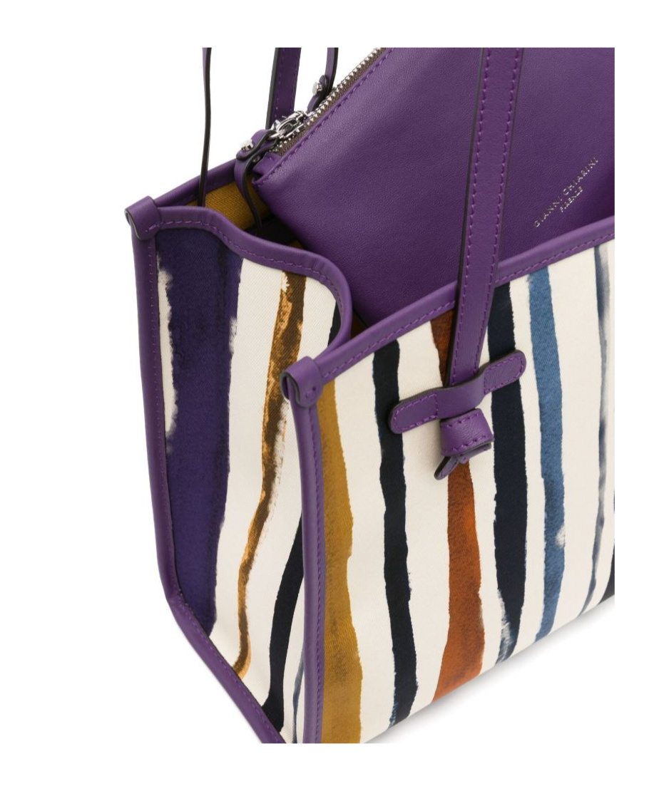 Gianni Chiarini Vibrant Striped Tote With Matching Pouch In Multicolor